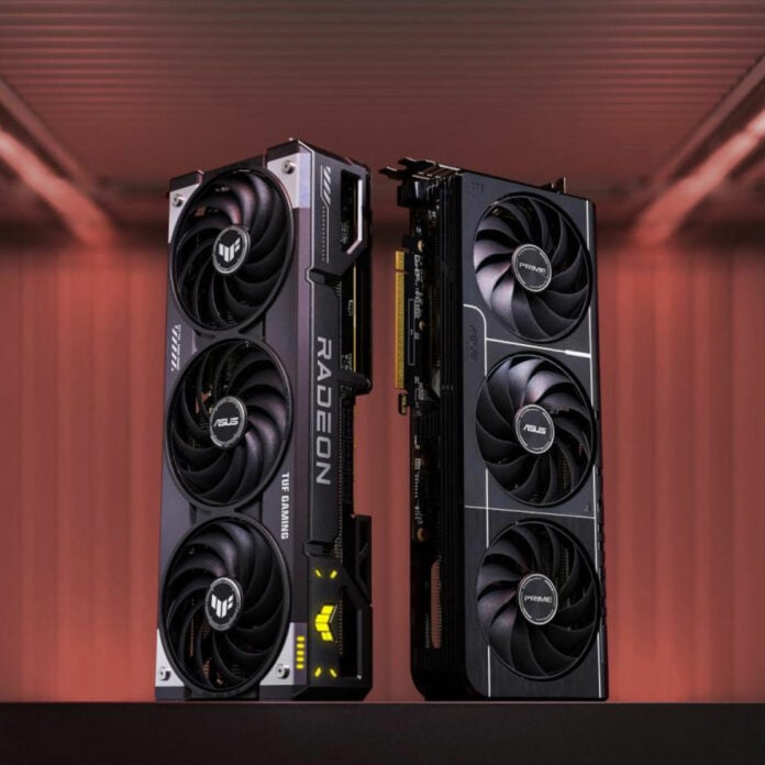 Asus TUF and Prime graphics cards side-by-side.