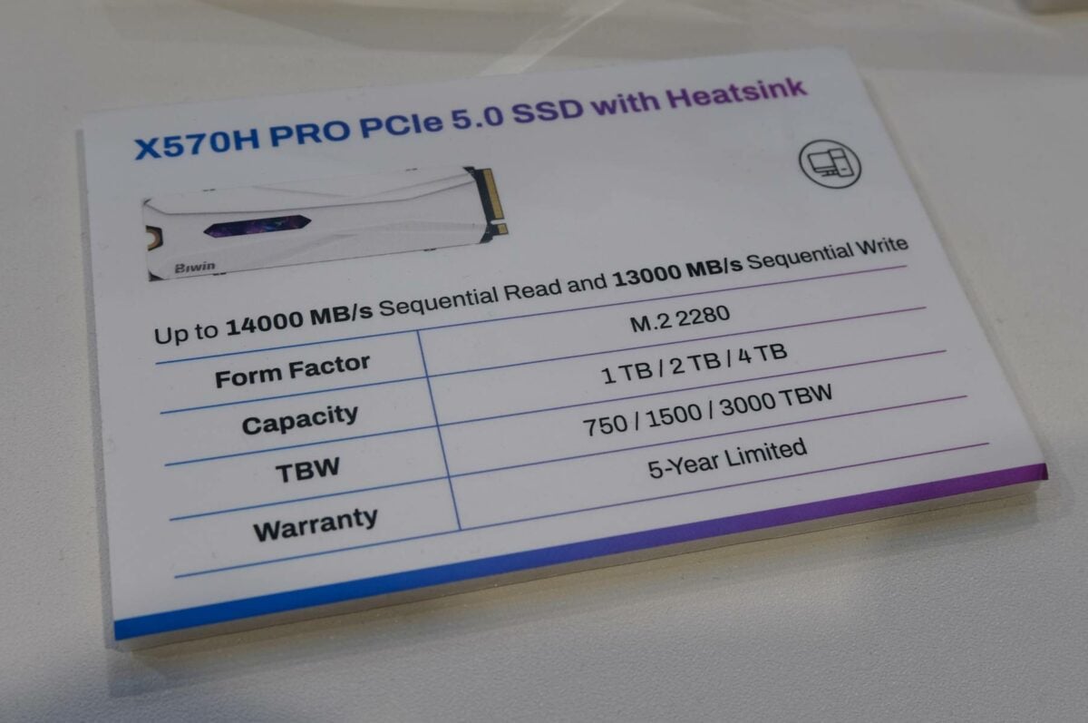 Biwin X570H Pro PCIe 5.0 SSD specs.