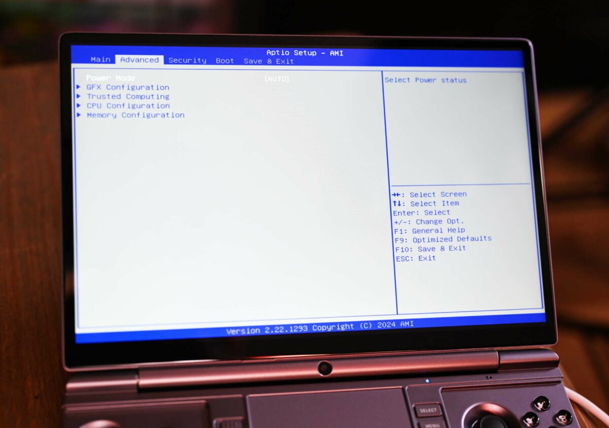 GPD Win Max 2 BIOS page number 2.