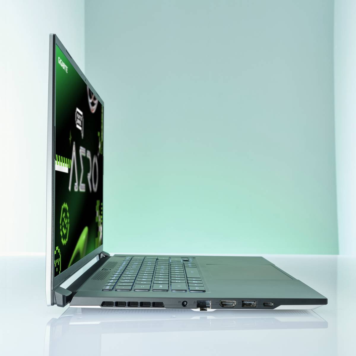 Gigabyte Aero X16 left side.