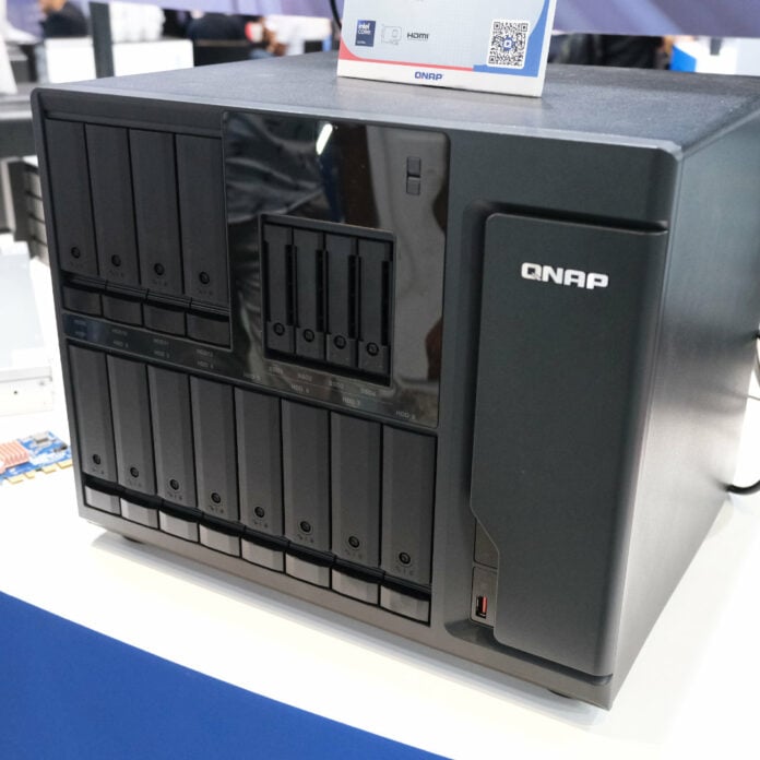 QNAP TVS-AIh1688ATX NAS from the front.