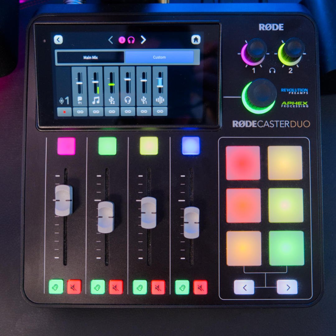Rode Rodecaster Duo mixer.