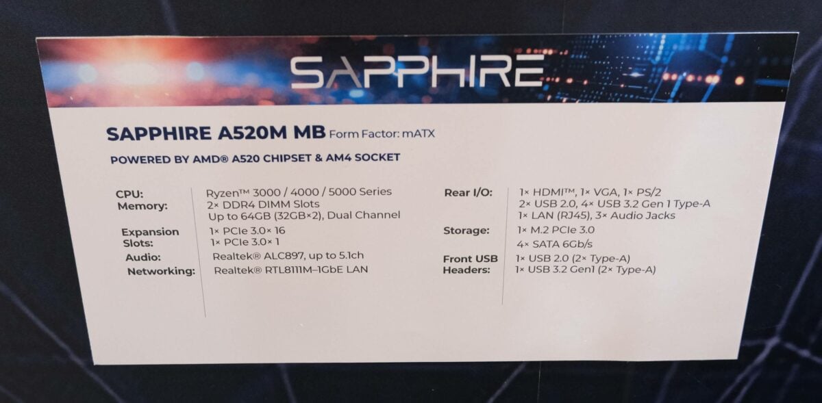 A520M MB specs.