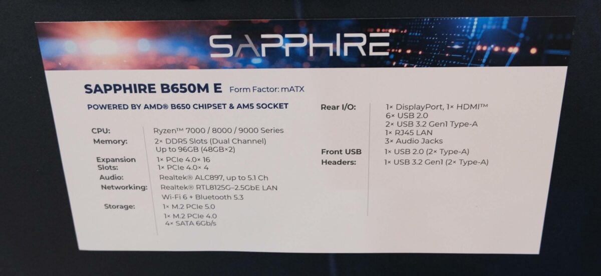 B650M E specs.