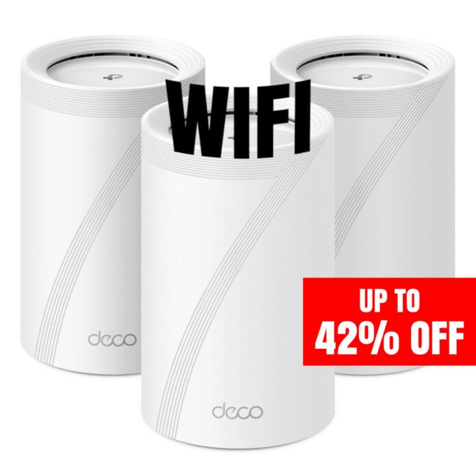 TP-Link Deco BE63 trio with up to 42% off tag.