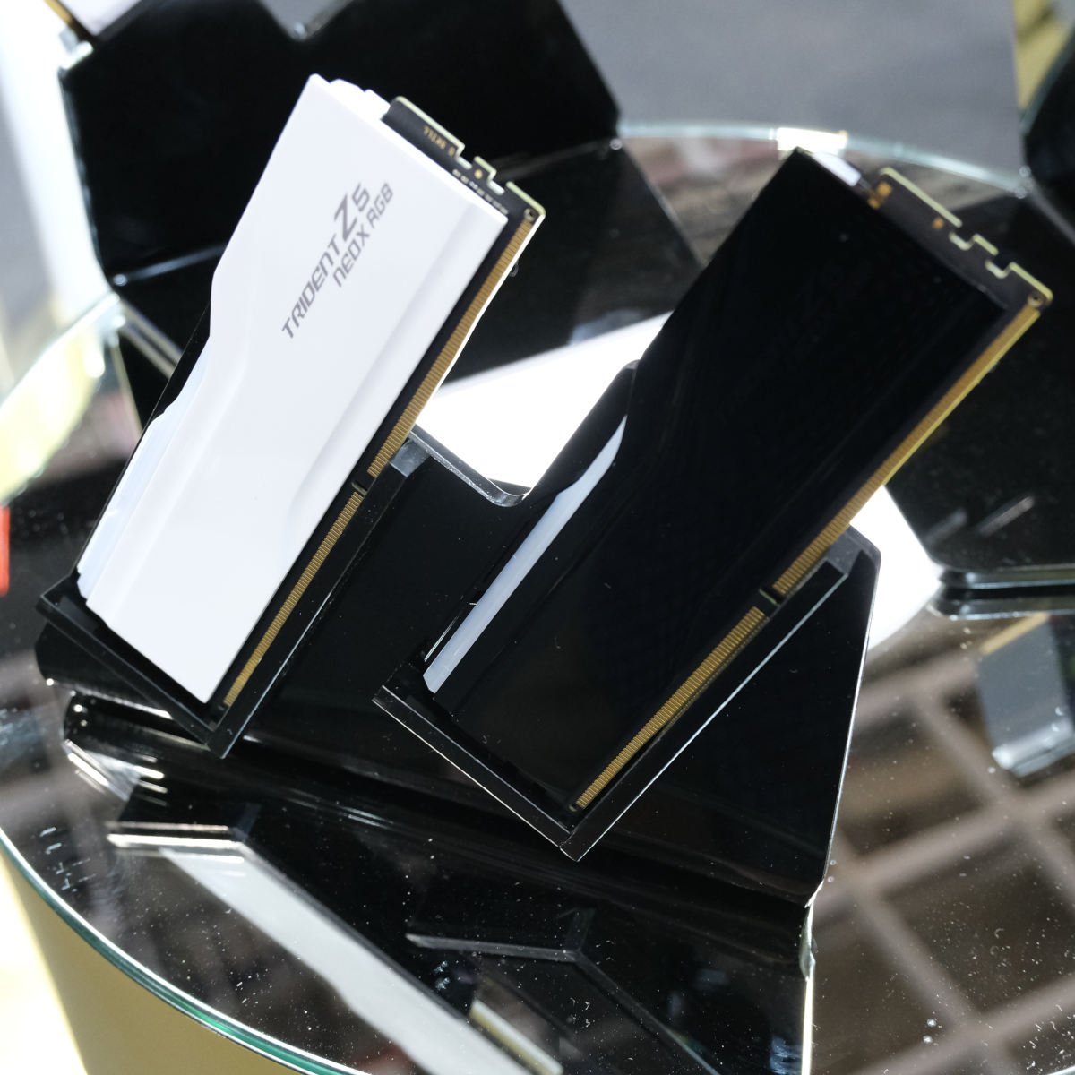 G.Skill Trident Z5 NeoX RGB RAM sticks, one white (left) and the other black (right).