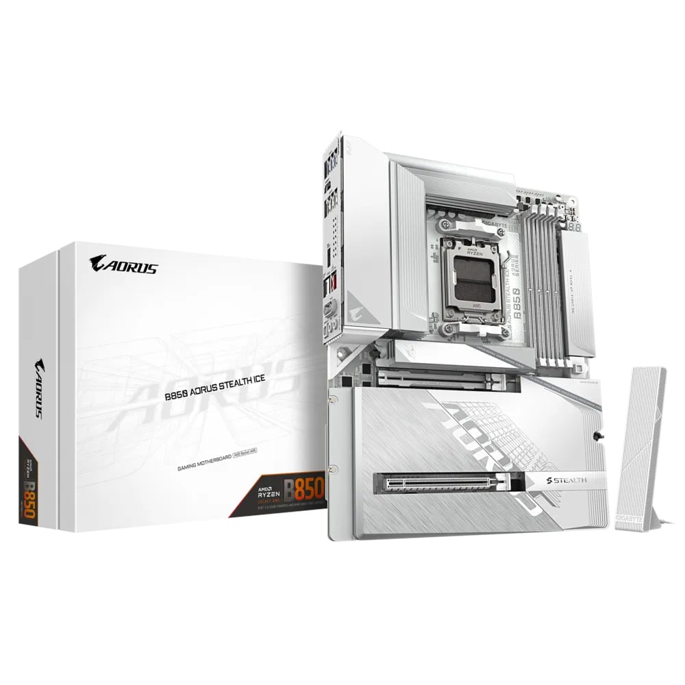 Gigabyte B850 Aorus Stealth Ice motherboard.