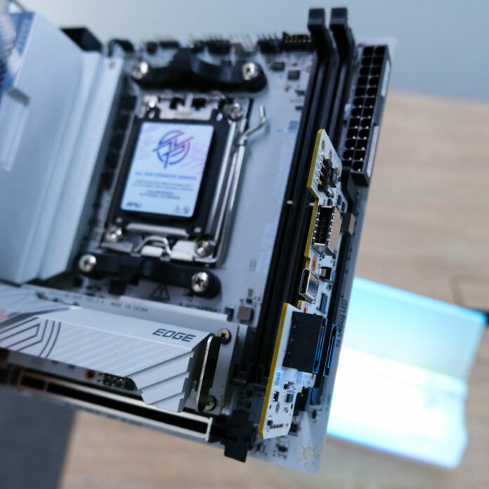 MSI MPG X870I motherboard with Xpander card.