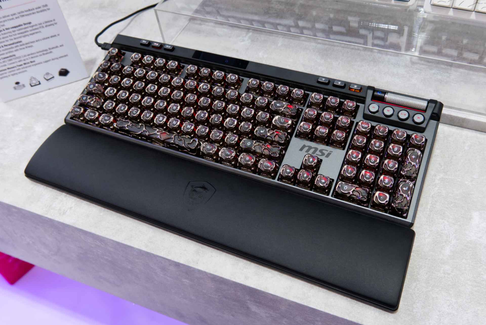 MSI STRIKE Pro Wireless Special Edition keyboard with unique keycaps.