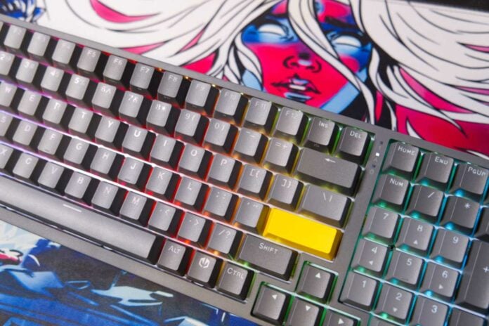 Bird's eye view of Endorfy Celeris 1800 gaming keyboard.