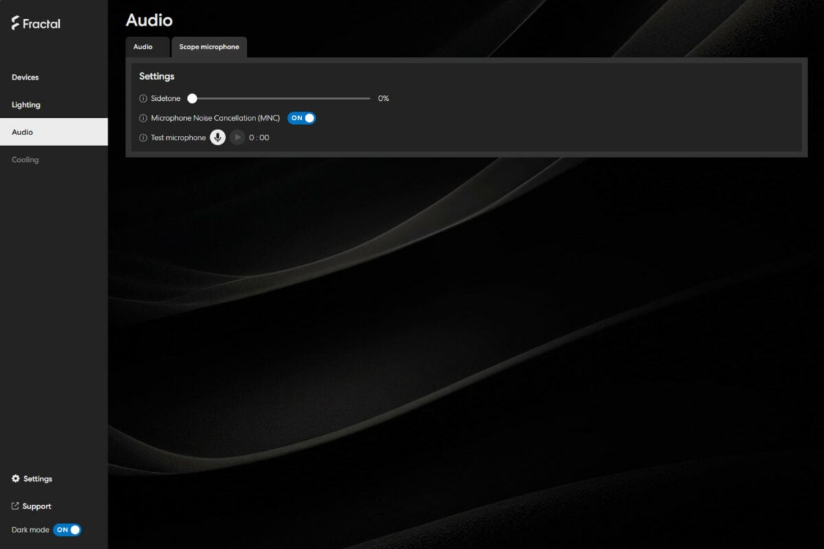 Fractal Design Adjust Pro web microphone settings.