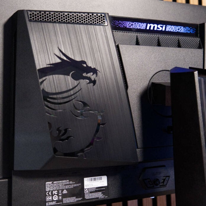 MSI MPG 272URX QD-OLED gaming monitor logo.