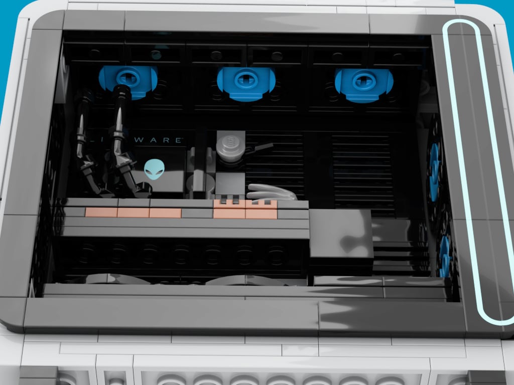 Alienware Area 51 Brick Kit, bottom-up view of internals.