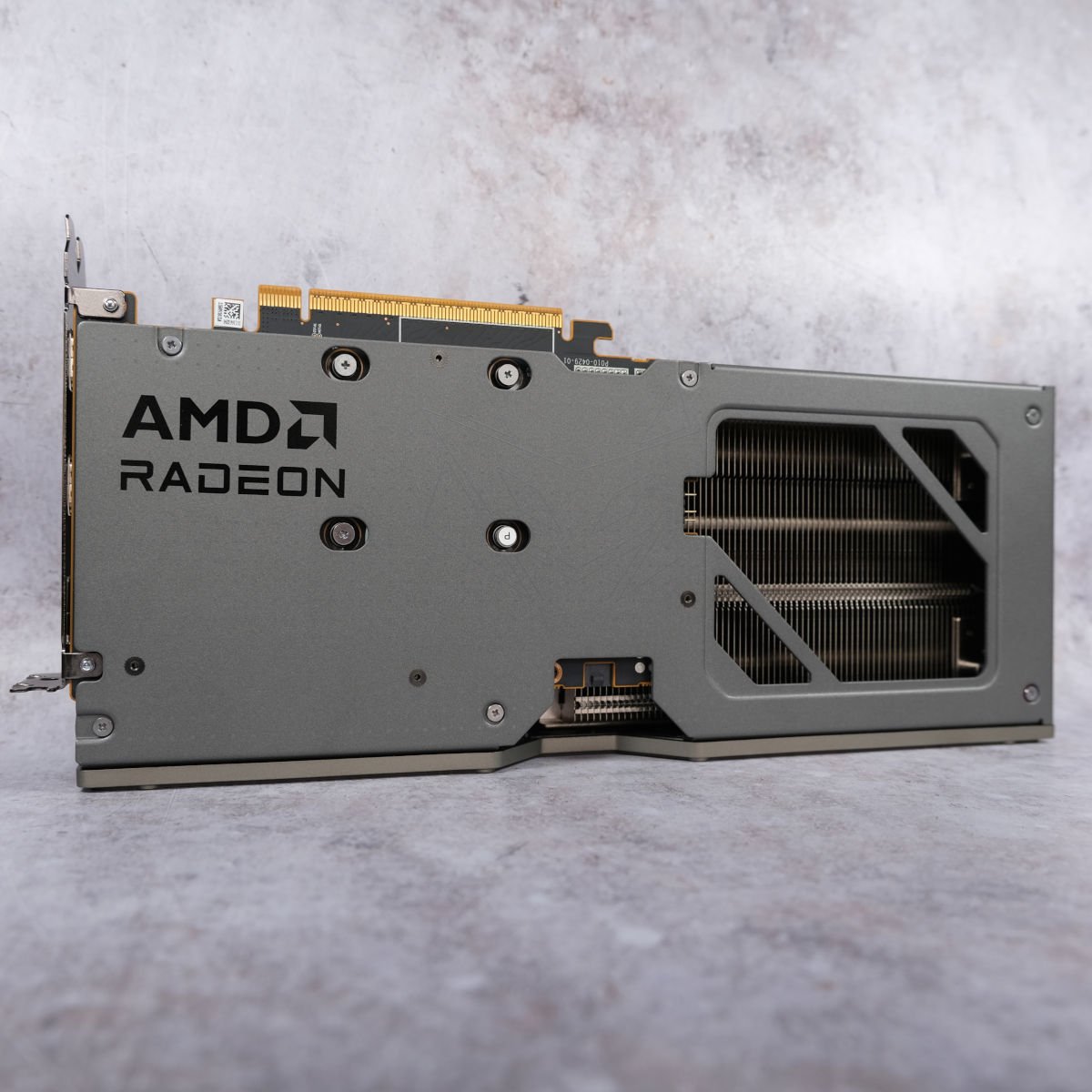 Sapphire Nitro+ Radeon RX 9060 XT 16GB backplate, featuring a cutout to assist with heat dissipation.