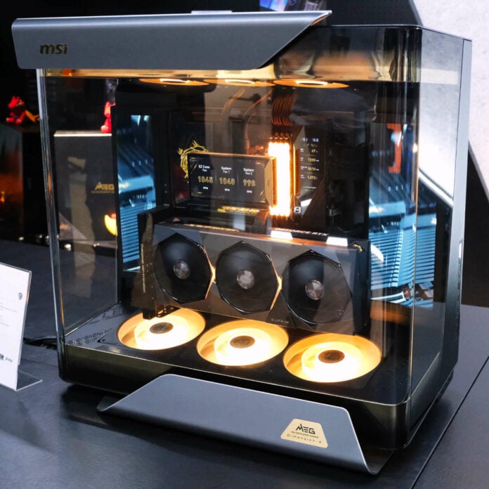 MSI Maestro 900L PZ chassis setup on the Computex 2025 show room floor.