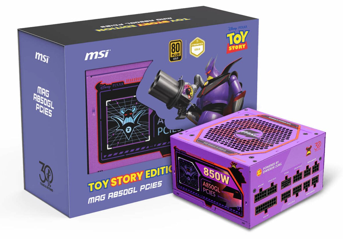 MSI MAG A850GL PCIE5 Toy Story Edition, featuring the likeness and aesthetics of Emperor Zurg.
