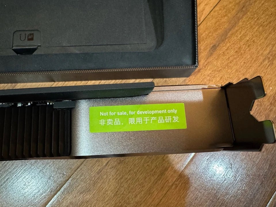 Nvidia RTX 3080 Ti 20GB prototype, focussing on its 'for development purposes' label.
