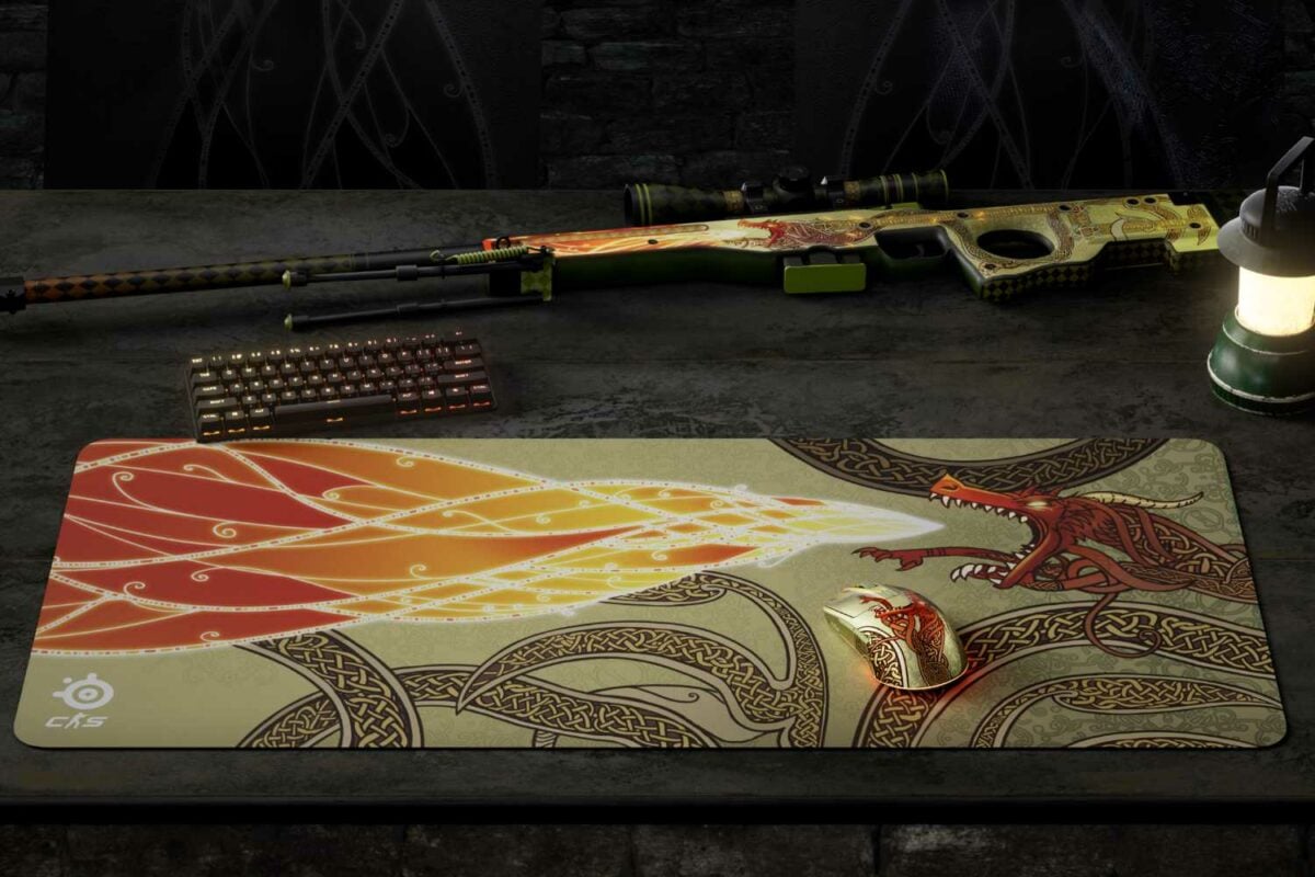 SteelSeries Dragon Lore Collection laid on a desk.