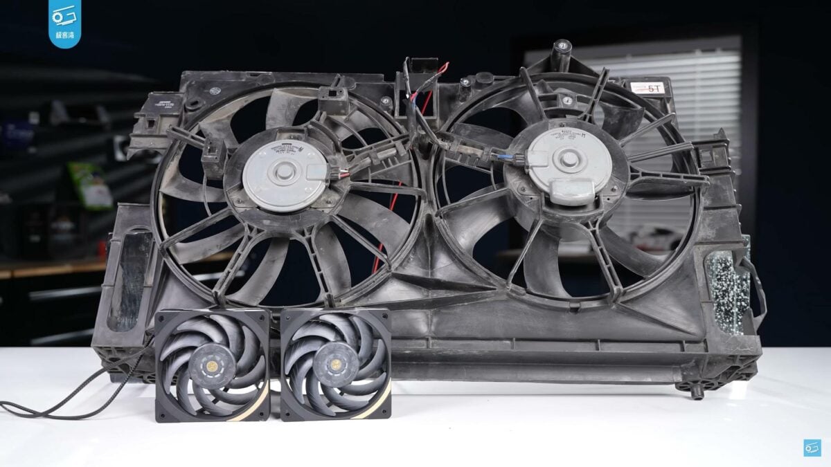 Car fans vs PC fans' size.