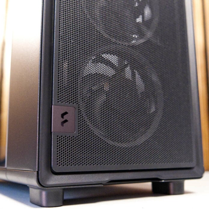 Front of Fractal Design Epoch, showing the mesh of the PC case.