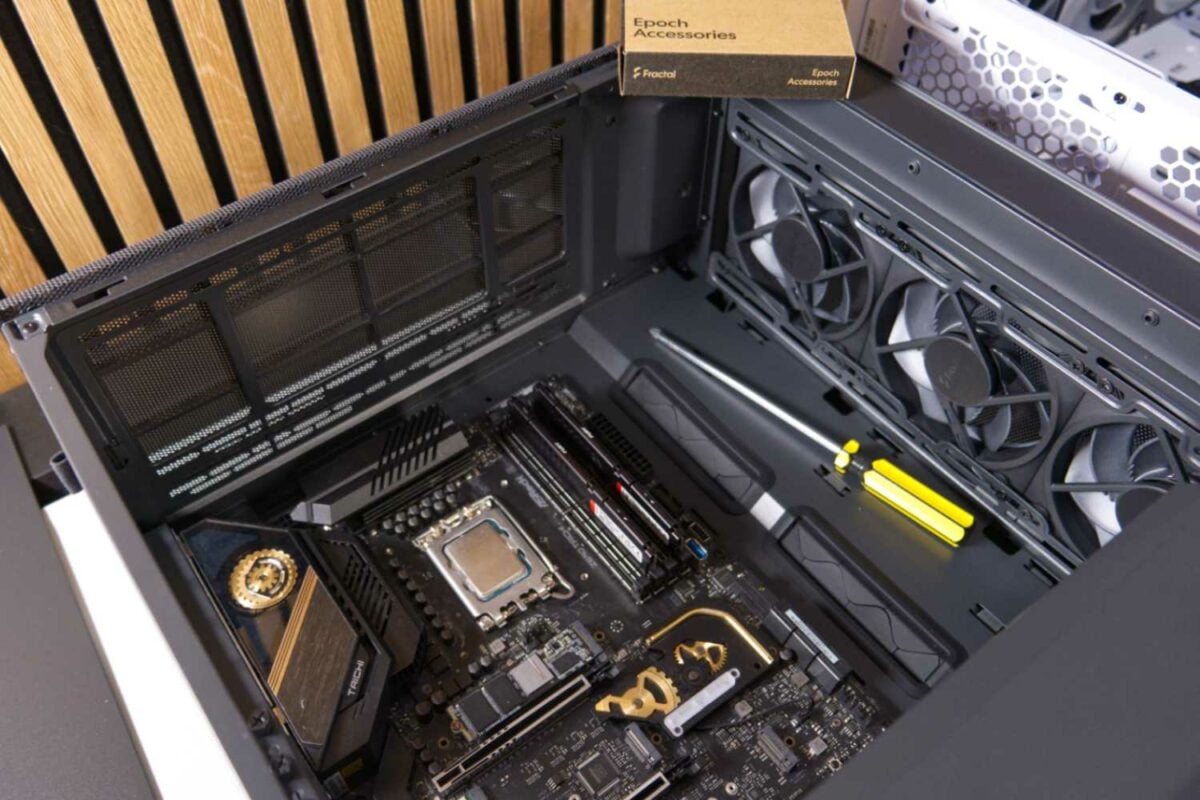 Fractal Design Epoch with motherboard attached.