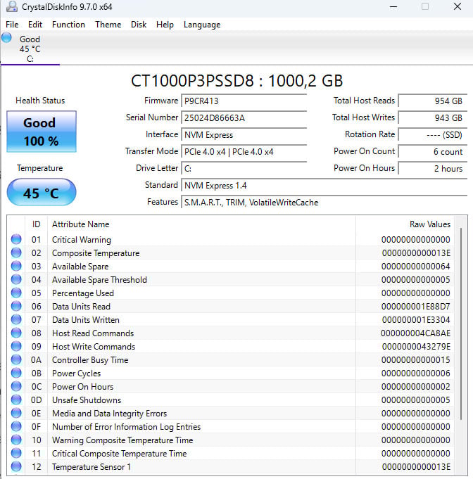 Geekom IT12 2025 Edition - CrystalDiskInfo
