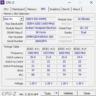 Geekom IT12 2025 Edition - CPU-Z Memory SPD