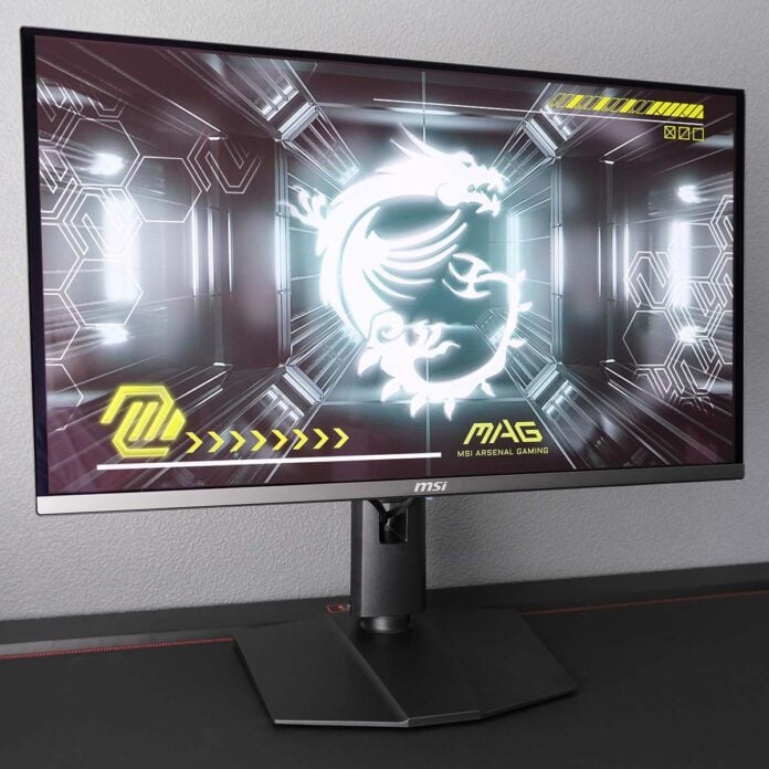 MSI MAG 272QP QD-OLED X50, displaying an MSI MAG wallpaper.