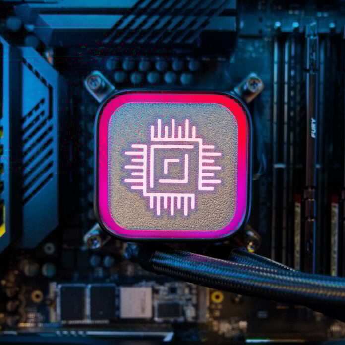 MSI MAG CoreLiquid A13 360 all-in-one cooler with a Club386 face plate.