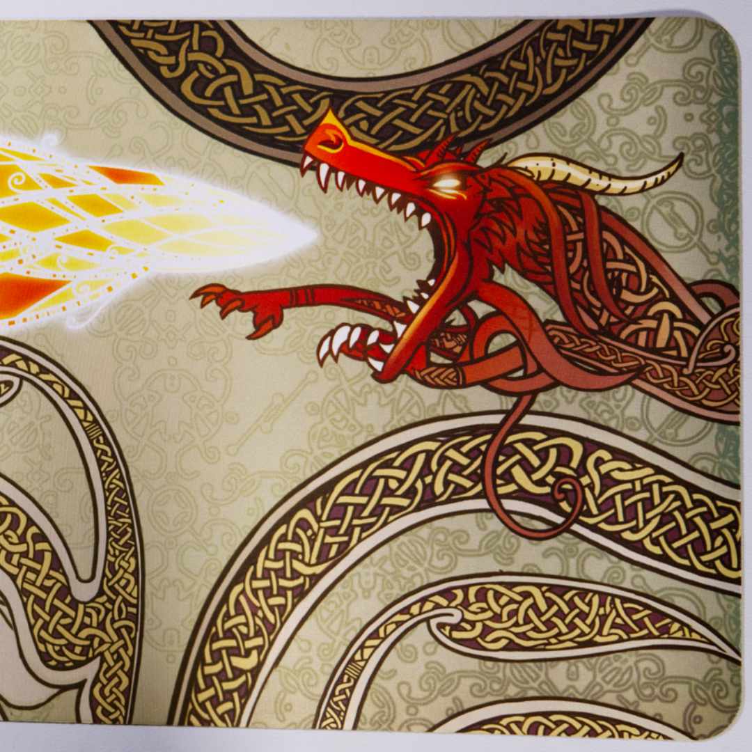 SteelSeries QcK XXL Dragon Edition laid out on Damien Mason's table.