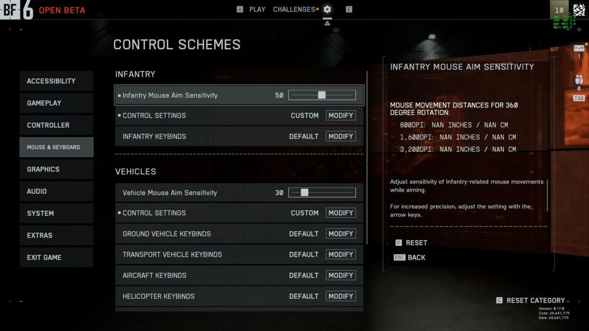 Battlefield 6 settings.
