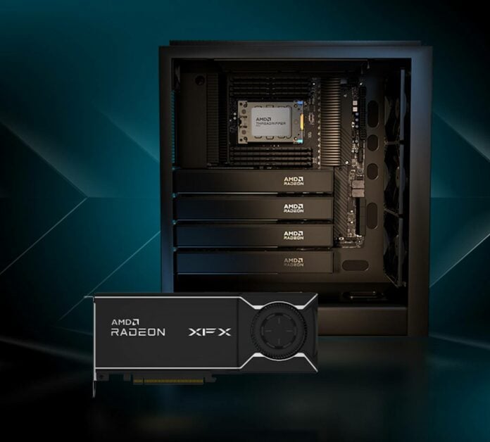 XFX AMD Radeon R9700 GPU inside a pre-built Ryzen Threaderipper Pro system.
