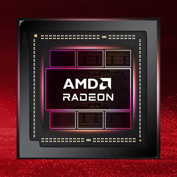 A render of an AMD Radeon GPU die.