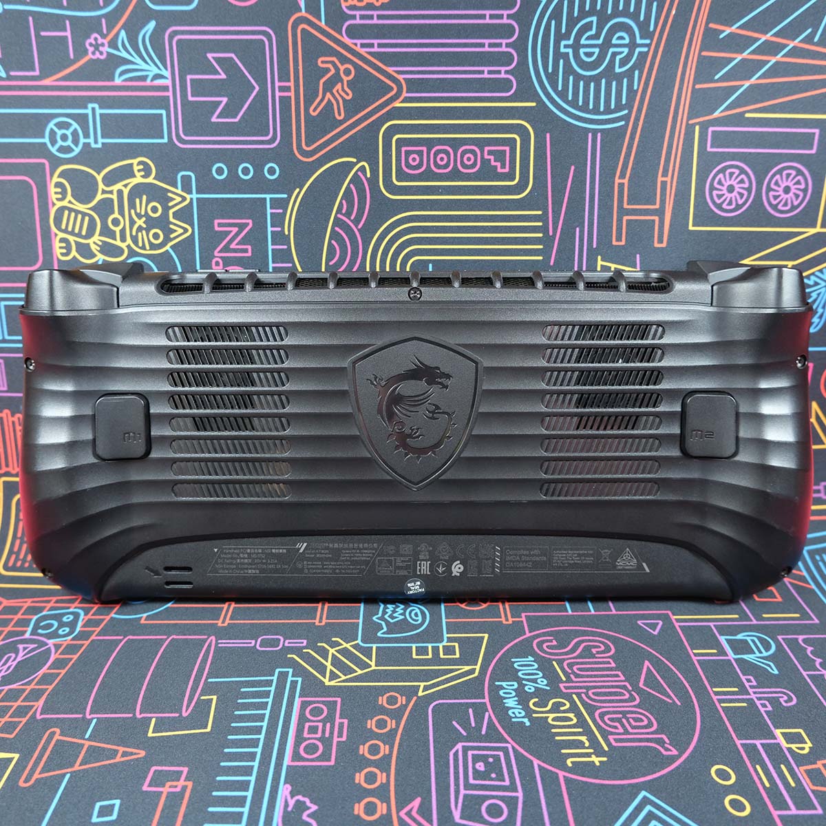 The rear of MSI Claw 8 AI+.