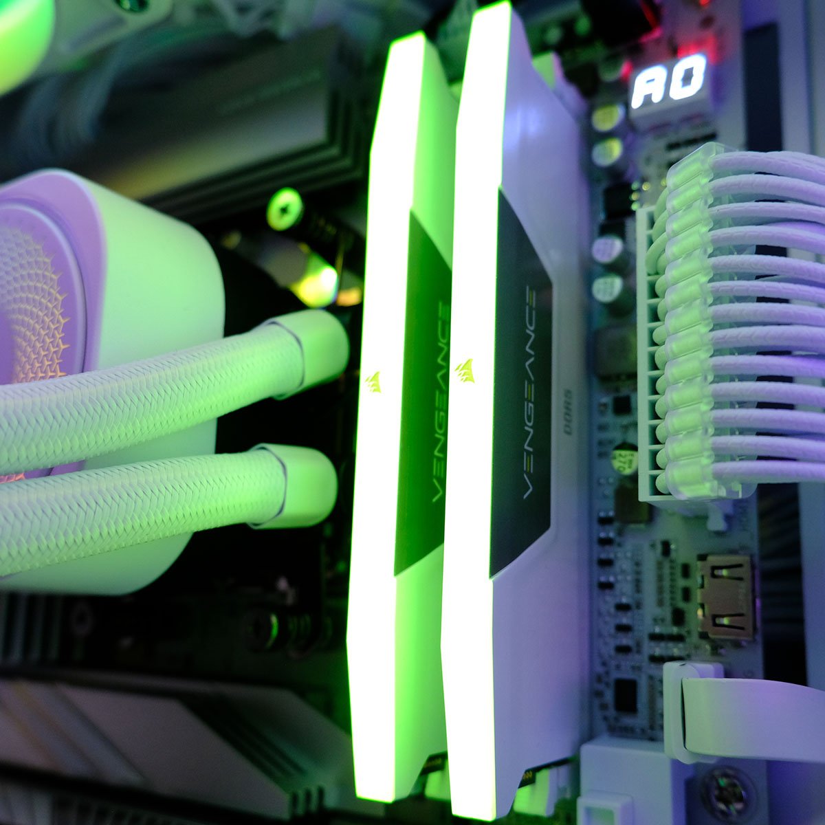 A close up of the Corsair RAM inside PCSpecialist Luna Recon Master.