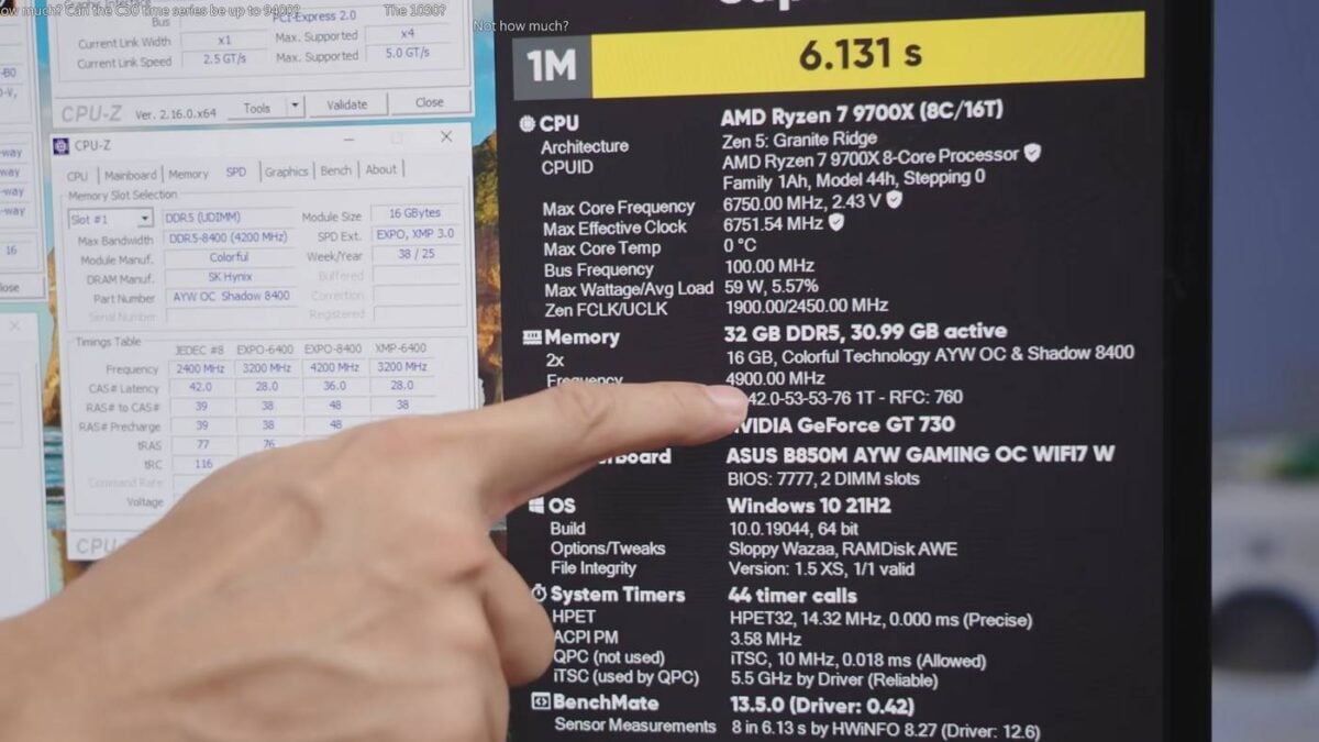 Asus B850M AYW Gaming OC WiFi7 motherboard OC results.
