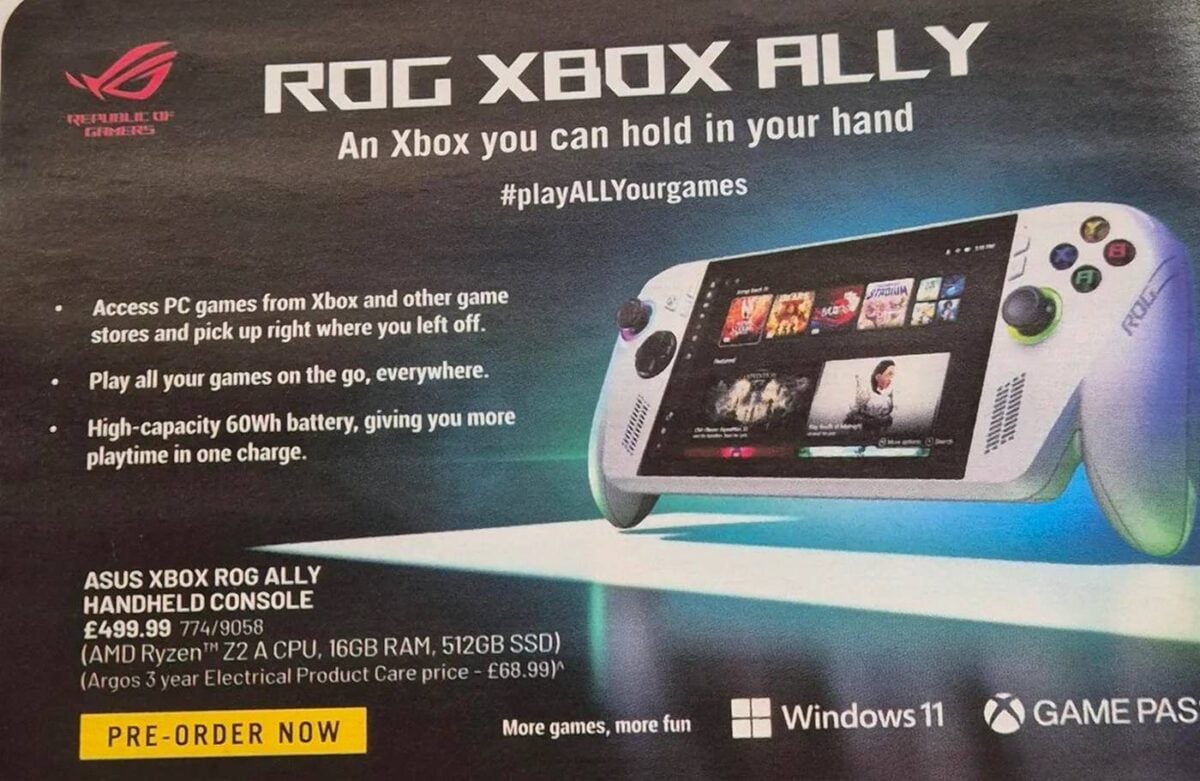 Asus ROG Xbox Ally brochure.