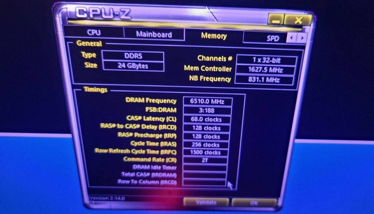 DDR5 overclock in CPU-Z.