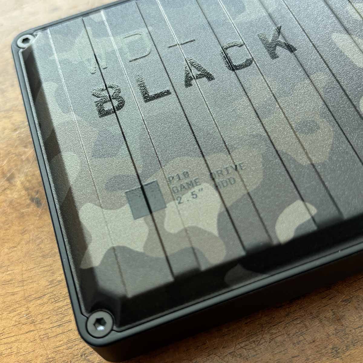 A picture of the WD P10 6TB Camo drive close-up.