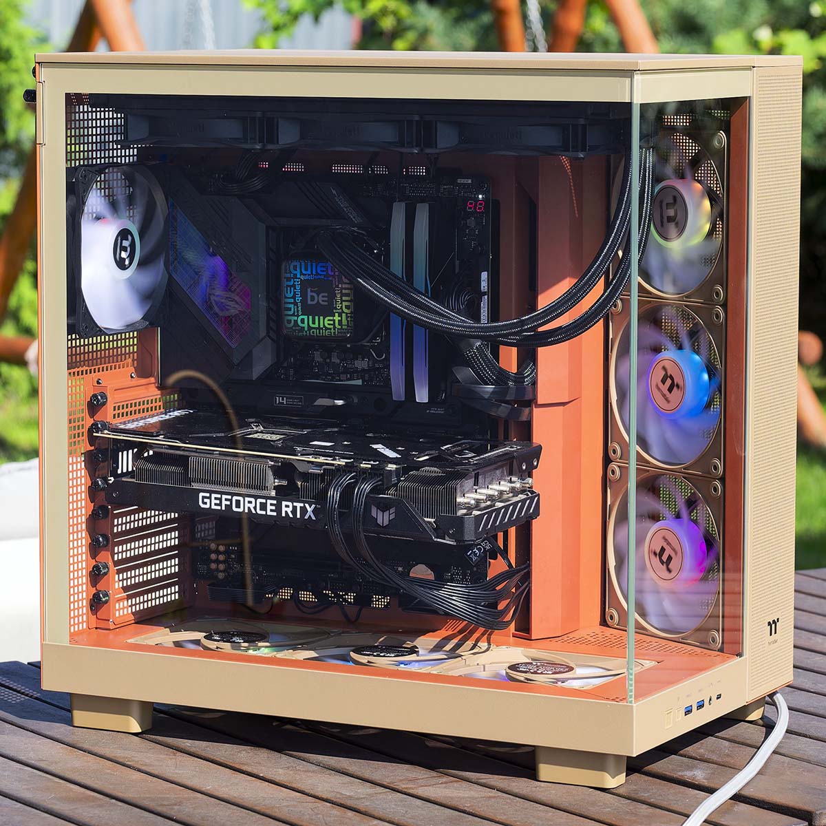 A wide shot of be quiet! Pure Loop 3 LX 360, inside a test system.