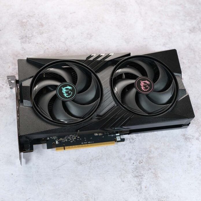 An Nvidia GeForce RTX 5060 8GB, lies flat on a porcelain surface.