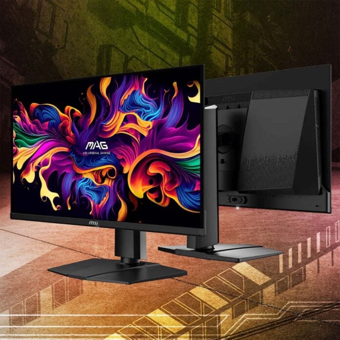 MSI MAG 271QP QD-OLED X24, front and rear.