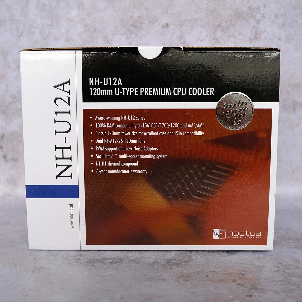 Retail packaging for Noctua NH-U12A.