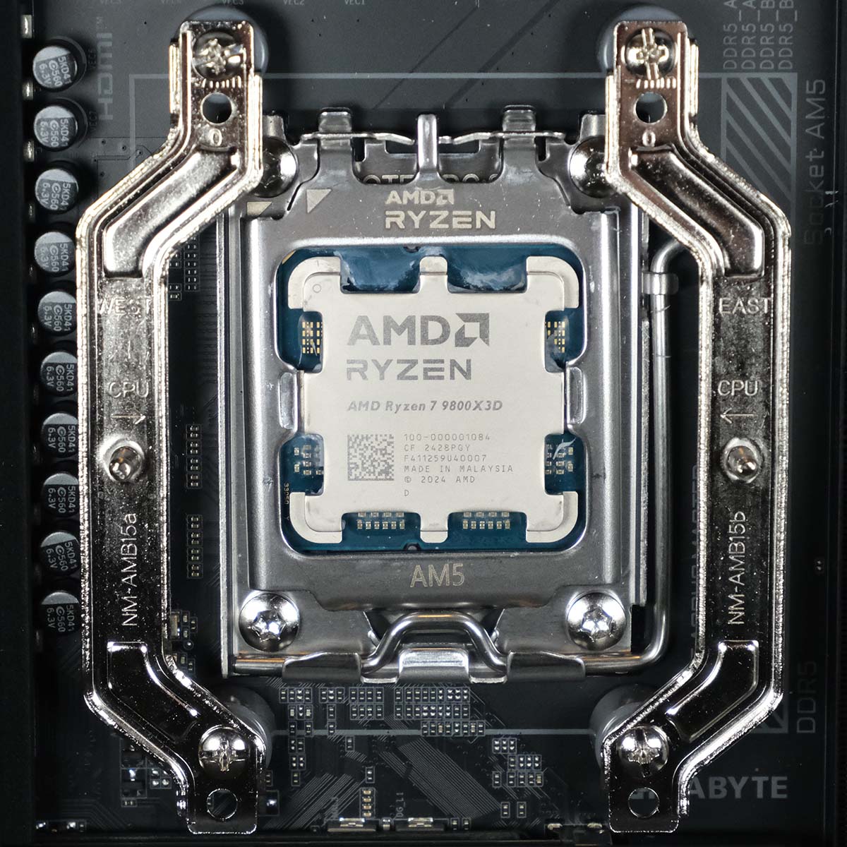 Ryzen 7 9800X3D, surrounded by SecuFirm2™ mounting kit.