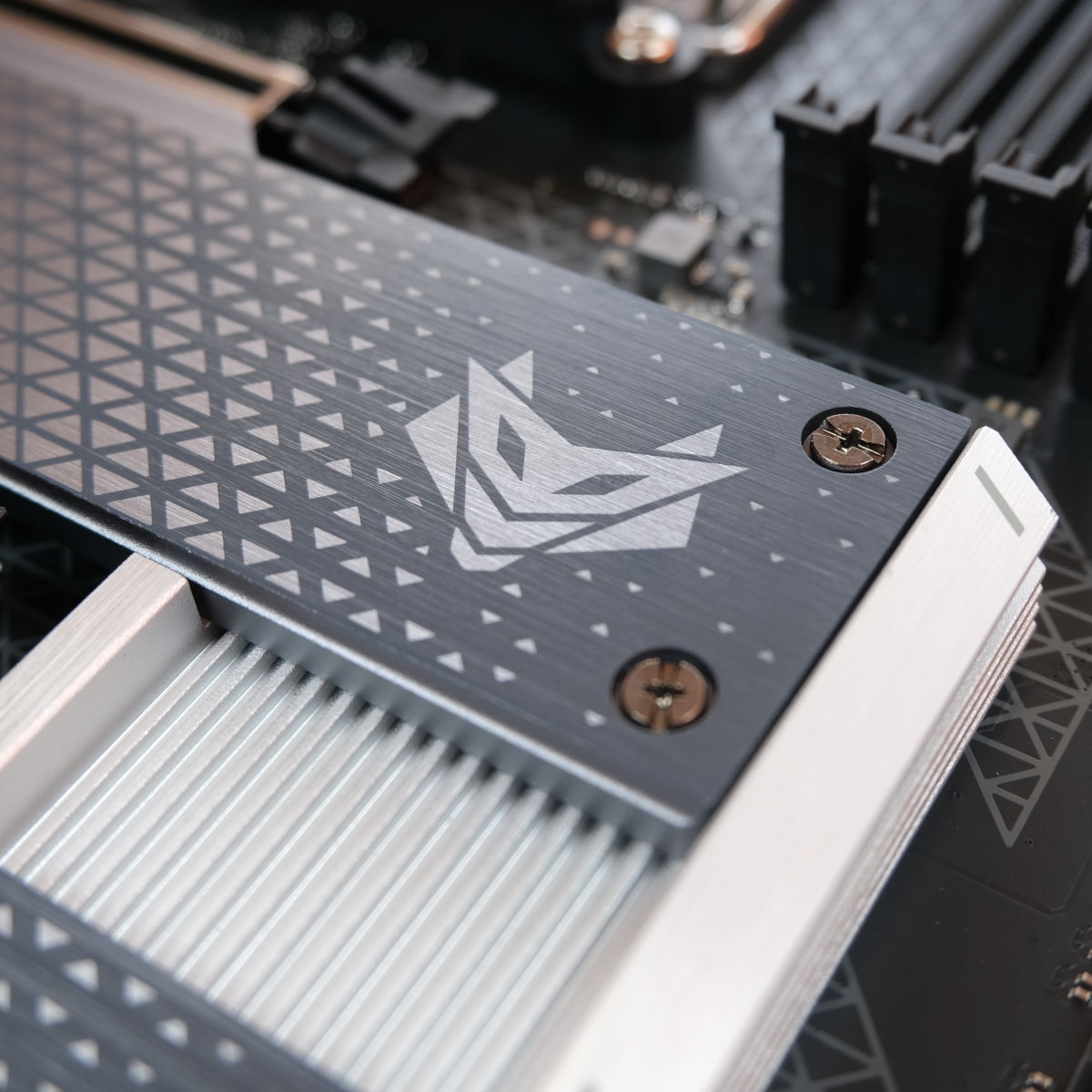A close up of the Nitro+ logo on Sapphire Nitro+ B850A WiFi 7.