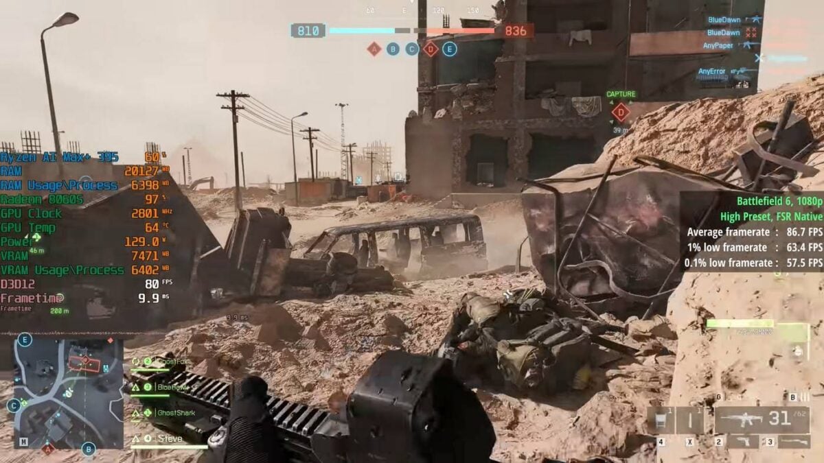 AMD Radeon 8060S iGPU performance in Battlefield 6.