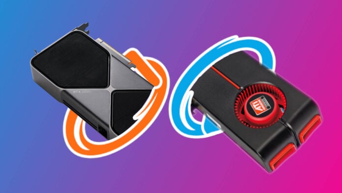 AMD and Nvidia graphics cards inside portals.