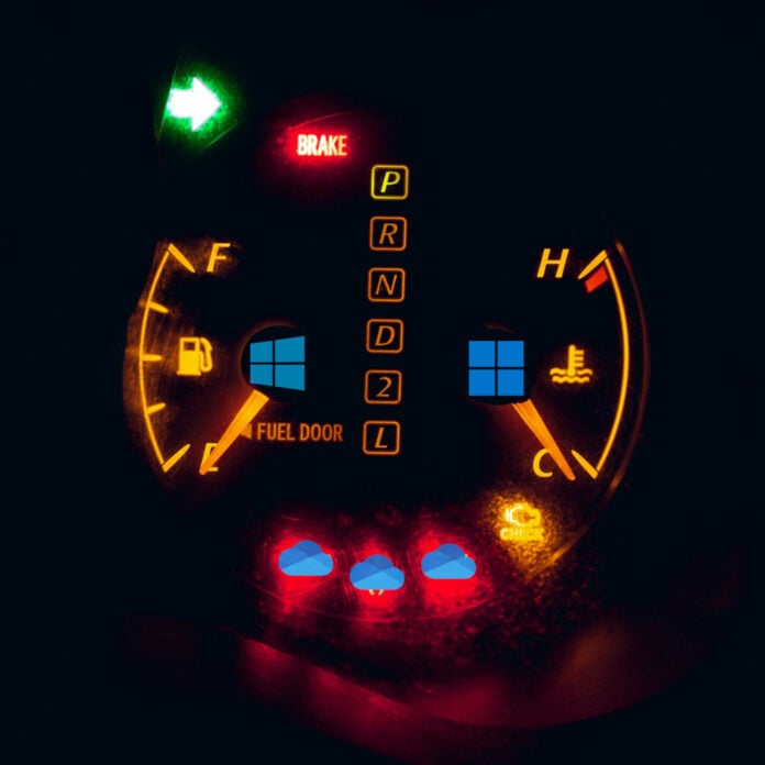 Car dashboard showing problems.