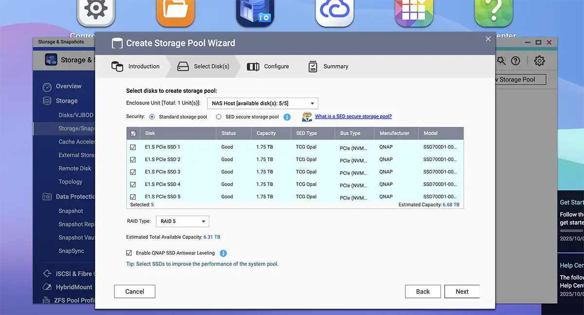 A picture showing QNAP configuration.