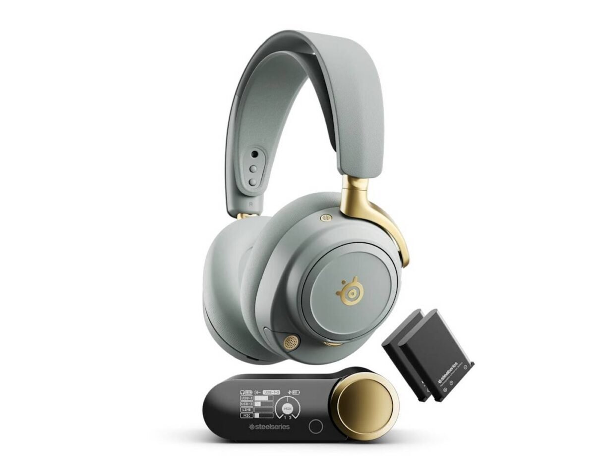 SteelSeries Arctis Nova Elite gold variant.